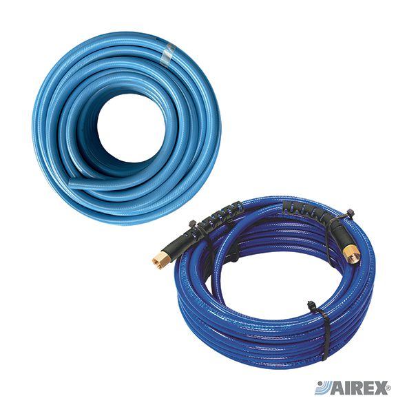 Tubo in poliuretano retinato blu disponibile con o senza raccordi femmina. AIREX