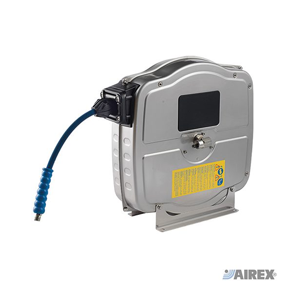 Avvolgitubo serie chiusa taglia media realizzato in acciaio inox per ambienti corrosivi. AIREX