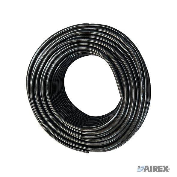 Tubo flessibile in PVC nero liscio resistente per applicazioni pneumatiche professionali. AIREX