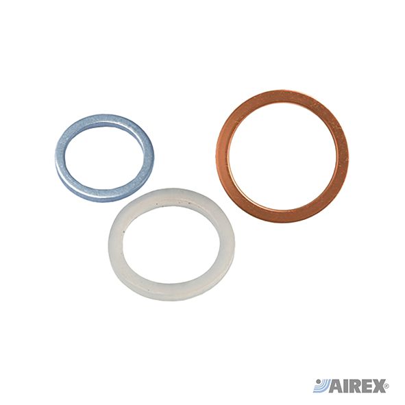 Set di rondelle e guarnizioni di tenuta in materiali tecnici per la sigillatura di raccordi filettati. AIREX