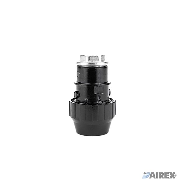 Tappi di chiusura terminale in alluminio nero per tubi di impianti ad aria compressa. AIREX