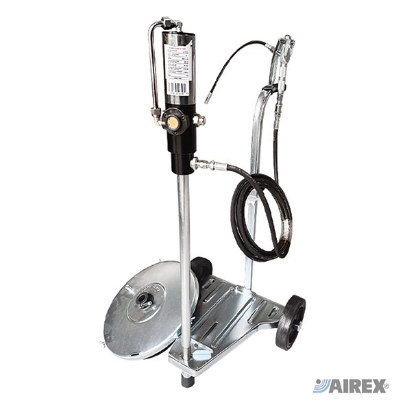 Aeropulsometro per fusti da 20-60 kg completo di carrello a due ruote e coperchio. AIREX